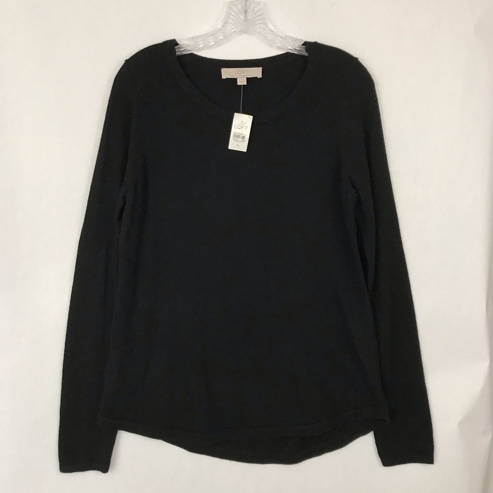 LOFT Textured Sweater Tee Black Medium